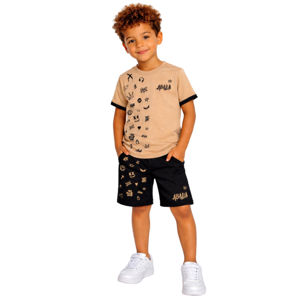 Conjunto Infantil Masculino Juvenil Kit Camiseta Bermuda Menino Moda Lançamento