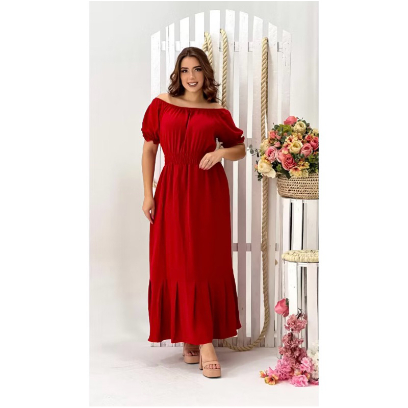 Vestido Longo Ciganinha Dunas Premium Rodado Manga Curta Comprido Lastec Confortável