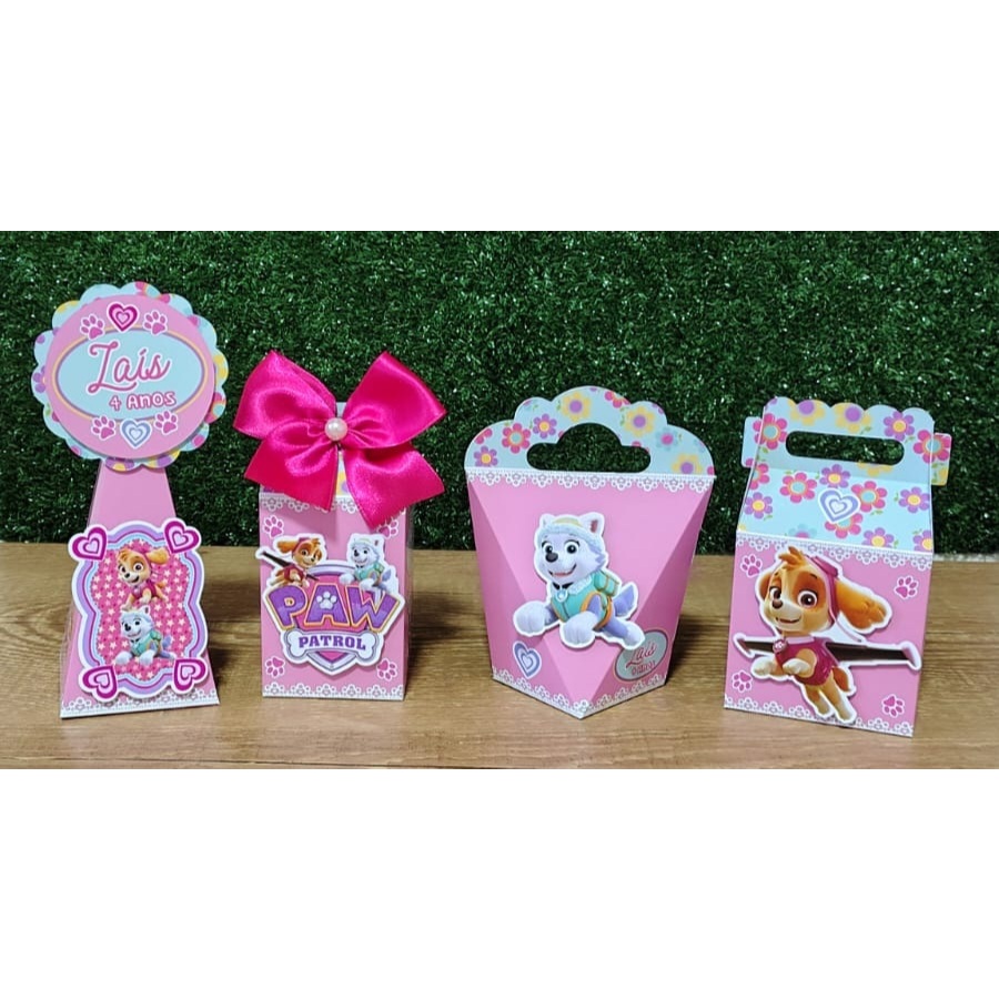 Kit Festa Personalizados PATRULHA CANINA - SKYE E EVEREST - Caixinhas para Lembrancinhas Aniversário - PAPEL FOTOGRÁFICO