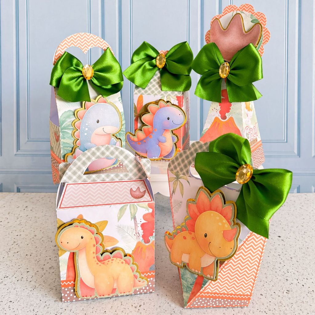 Kit Personalizado Dino C/ APLIQUE Lembrancinhas Festa Infantil | Caixas Personalizadas Dinossauro| Pegue e Monte