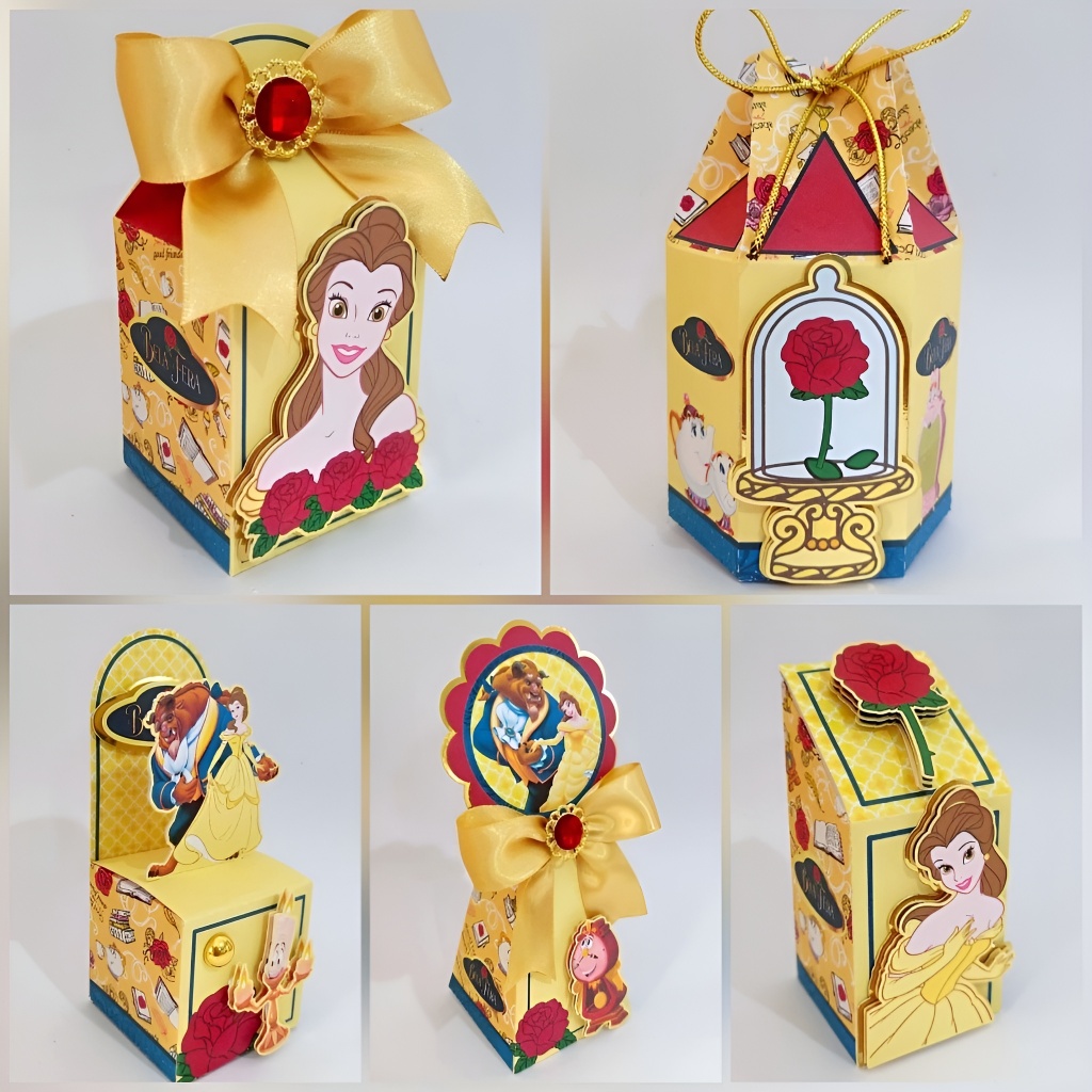✨ ENVIO RÁPIDO Kit Festa - A Bela e a Fera, Princesas da Disney - Papelaria Personalizada - Lembrancinha de Festa