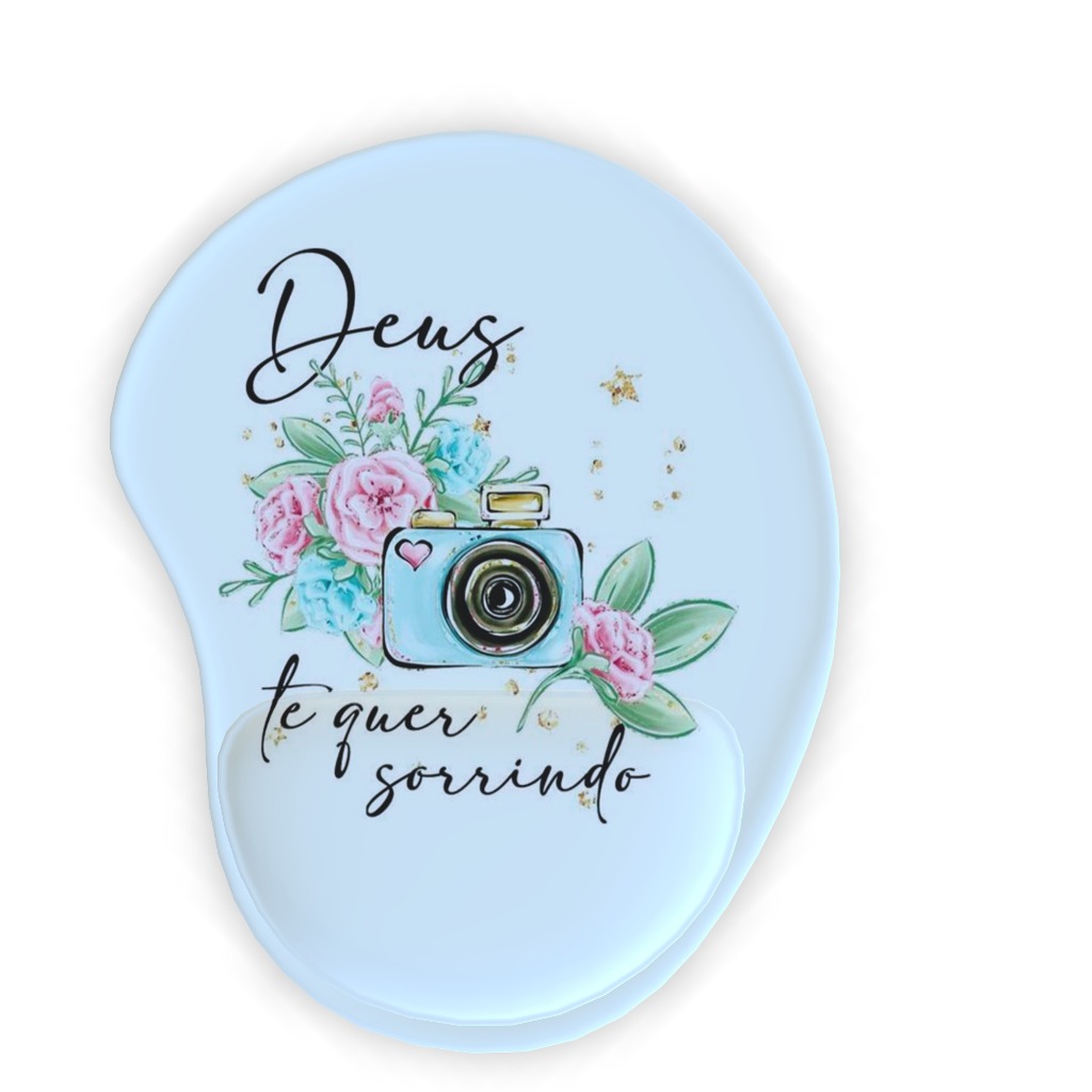 Mousepad Com Apoio de Pulso, Deus te Quer Sorrindo, Acessório Informática Computador