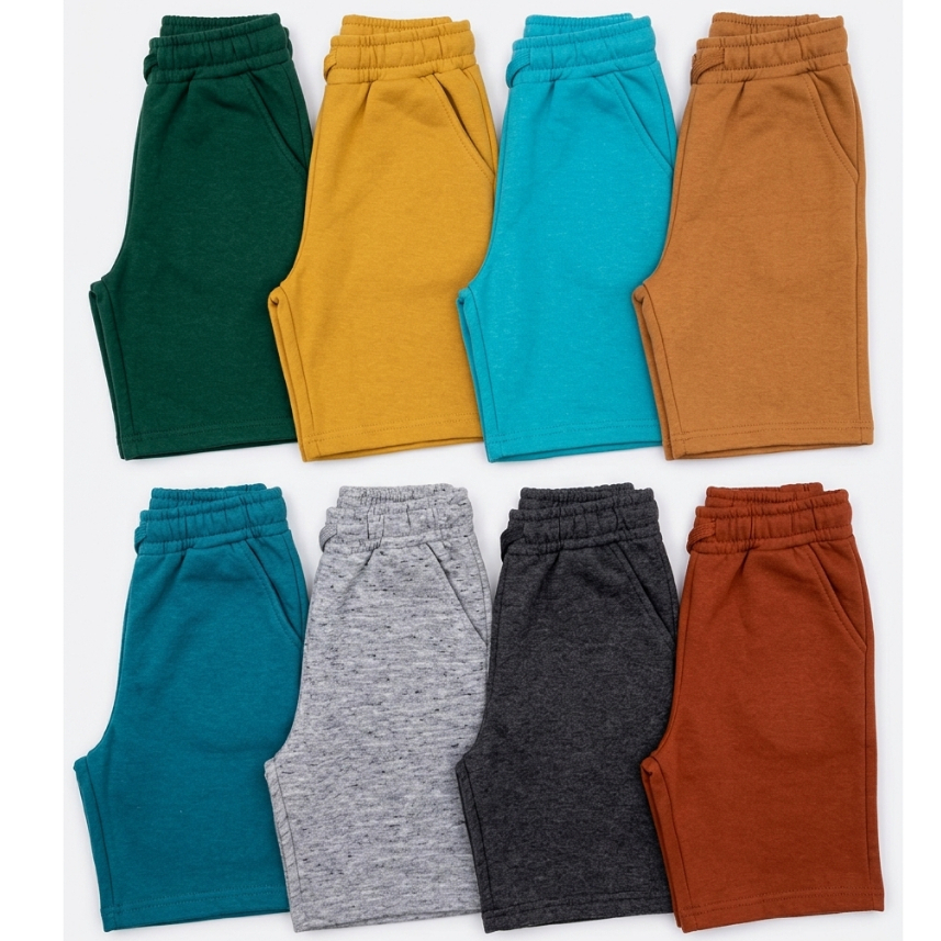 KIT 10 short moletom Infantil E Juvenil Masculino Com Elástico 01 á 14 Algodão Cores Sortidas