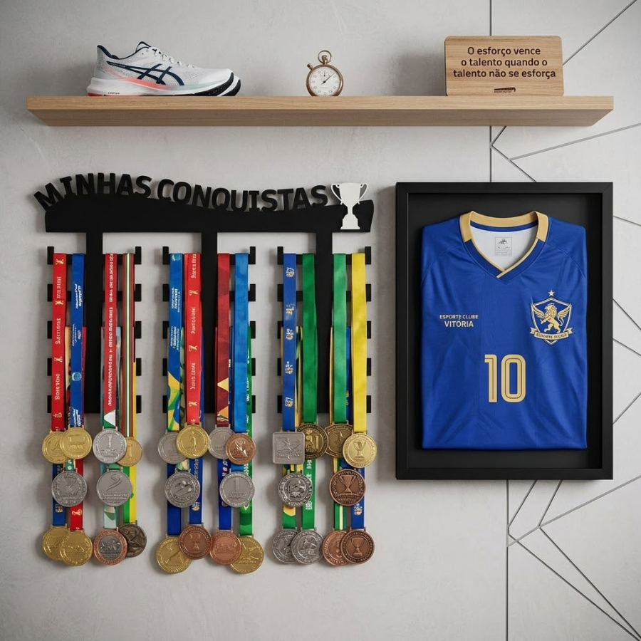 Porta Medalhas Minhas Conquistas Suporte Parede Medalhas Porta Medalhas Corrida Futebol Natação Suporte Medalhas