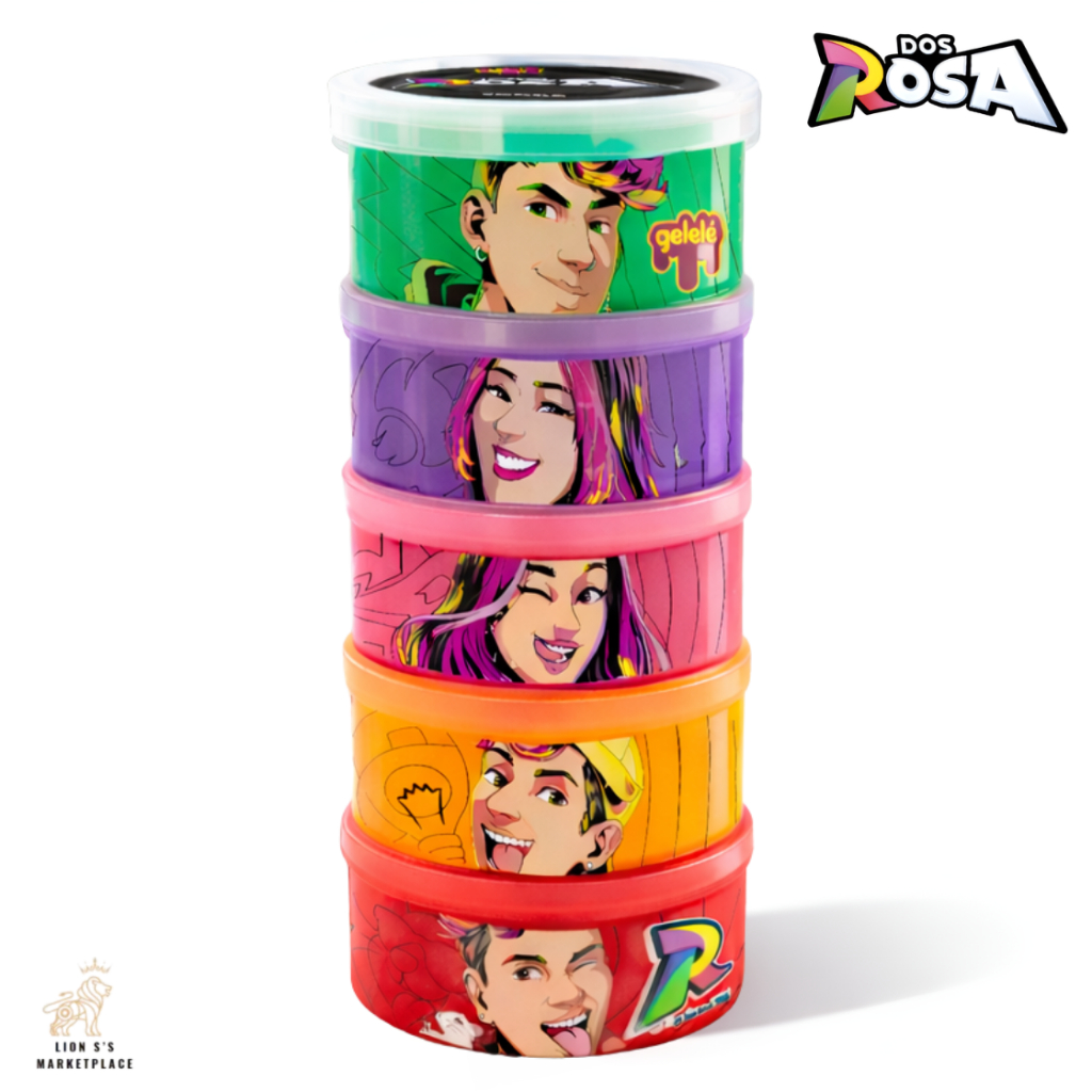 Kit 5 Potes Slime Amoeba Gelelé Dos Rosa Torre 330g Colorido Geleca Infantil
