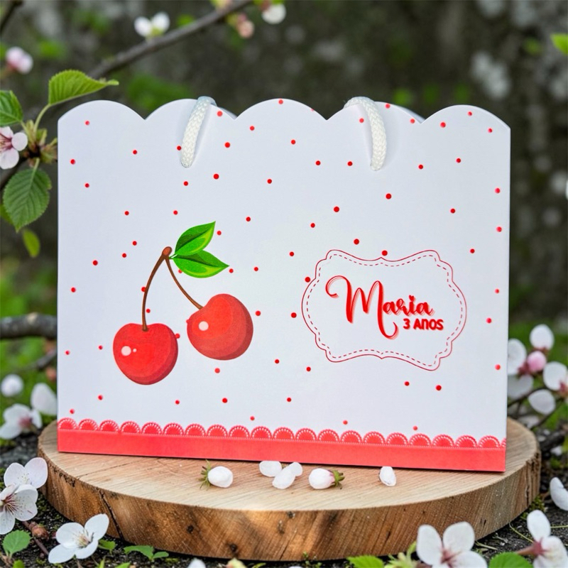 SACOLINHA Cerejinha Personalizado |  Sacolinha Nuvem | Lembrancinha | Minos | Aniversário CEREJA 🍒