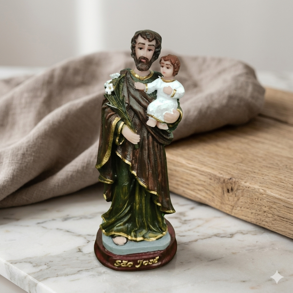 São José Resina Estátua Religiosa Católica Decoração Altar Presente Fé Imagem Religiosa Santo de Resina