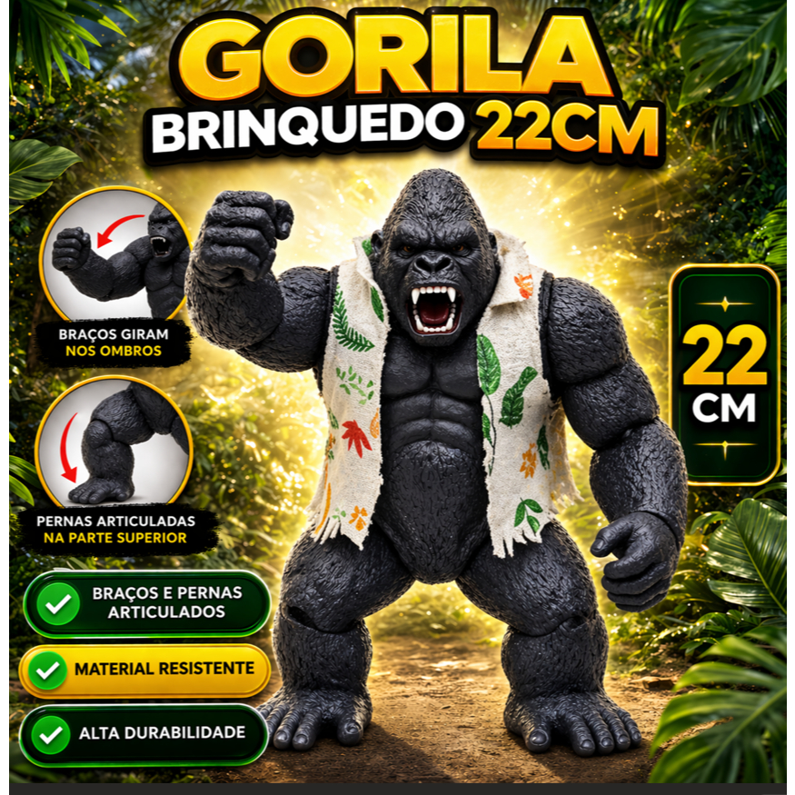 Mister Brinque Boneco Gorila Articulado Vinil Mega Monster 22cm