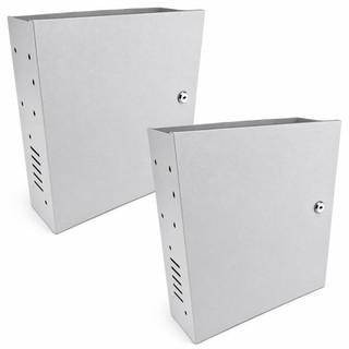Caixa Metálica Vertical Organizadora para DVR CFTV de Parede Intelbras Hikvision Preto e Branco Com Chave