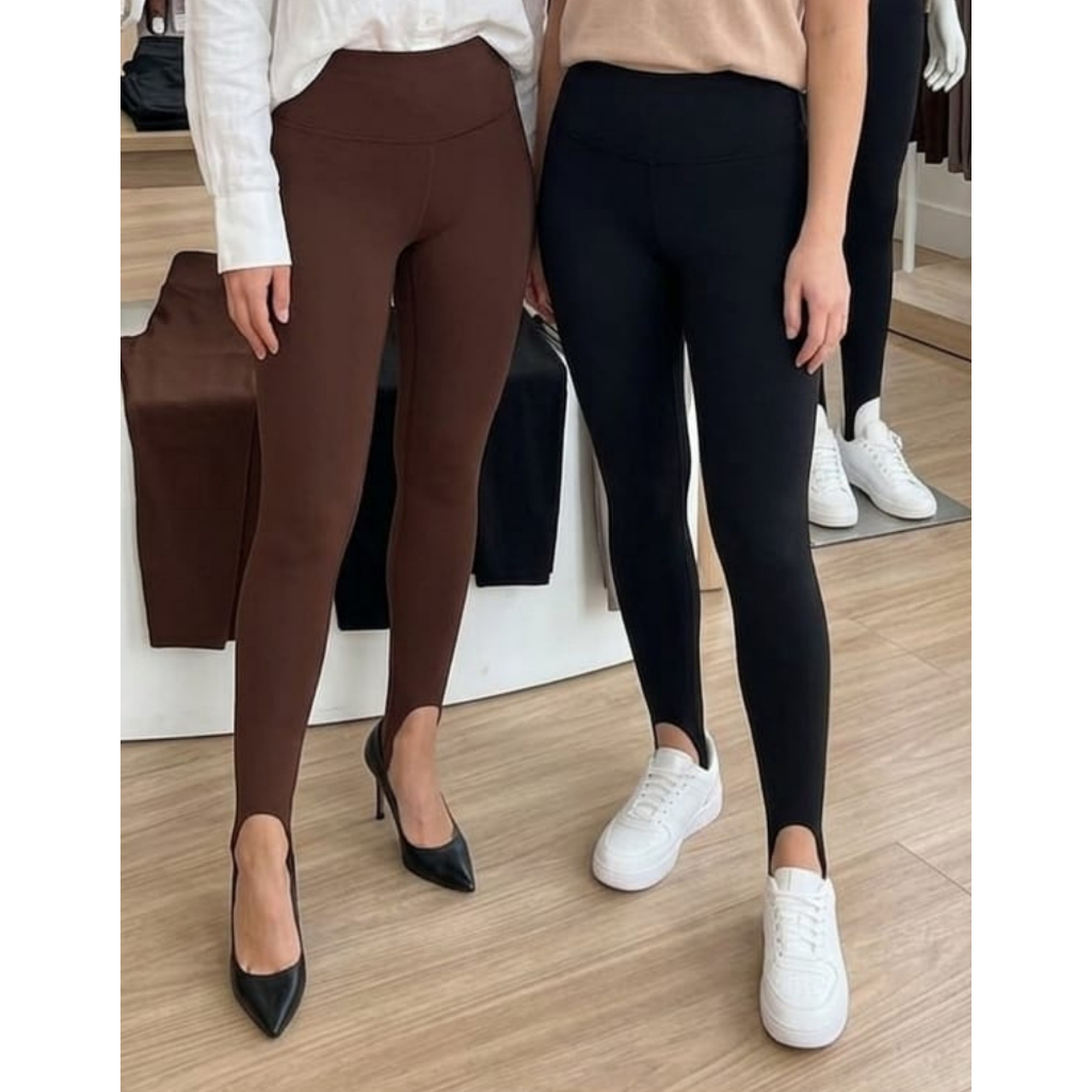 Kit 2 Calça Legging Feminina Montaria Cintura Alta Pézinho Suplex Modeladora Confortável Casual
