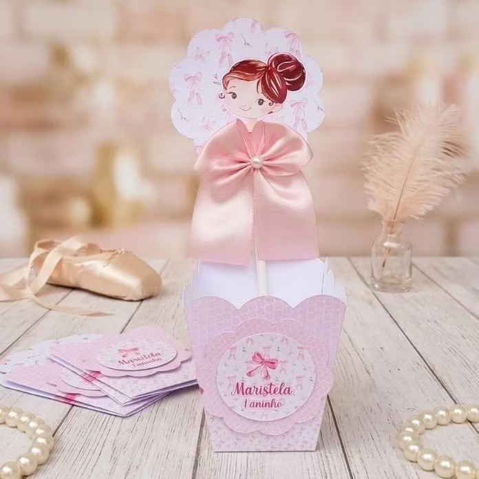 PEGUE E MONTE- Centro de Mesa Bailarina - Personalizado - Lembrancinha - Festa Infantil - Aniversário- Decoração