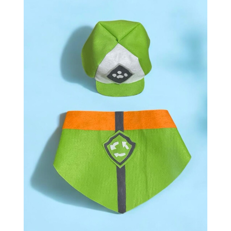 bandana + boné rocky patrulha canina para cachorro e gato pet