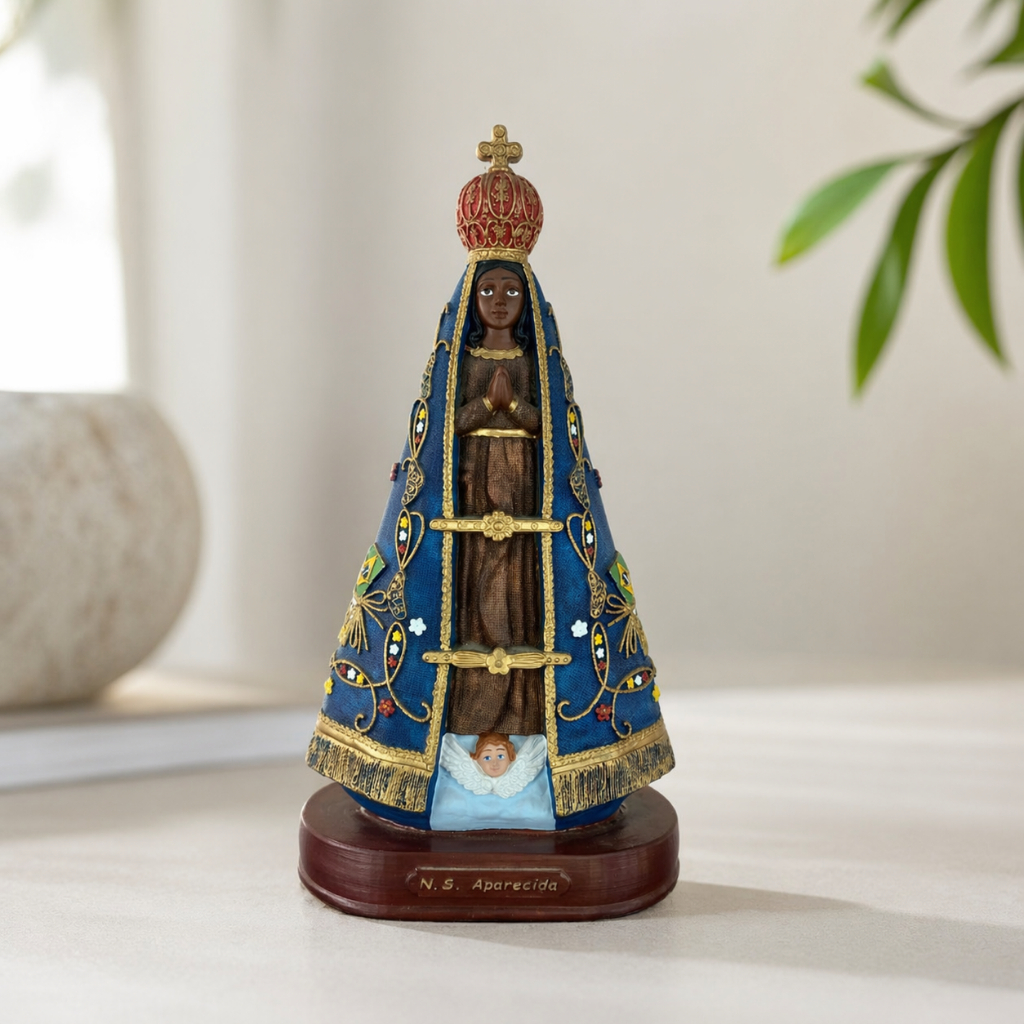 Nossa Senhora Aparecida 40cm Resina Artesanal Estátua Religiosa Católica Decoração Altar Fé Presente Casa