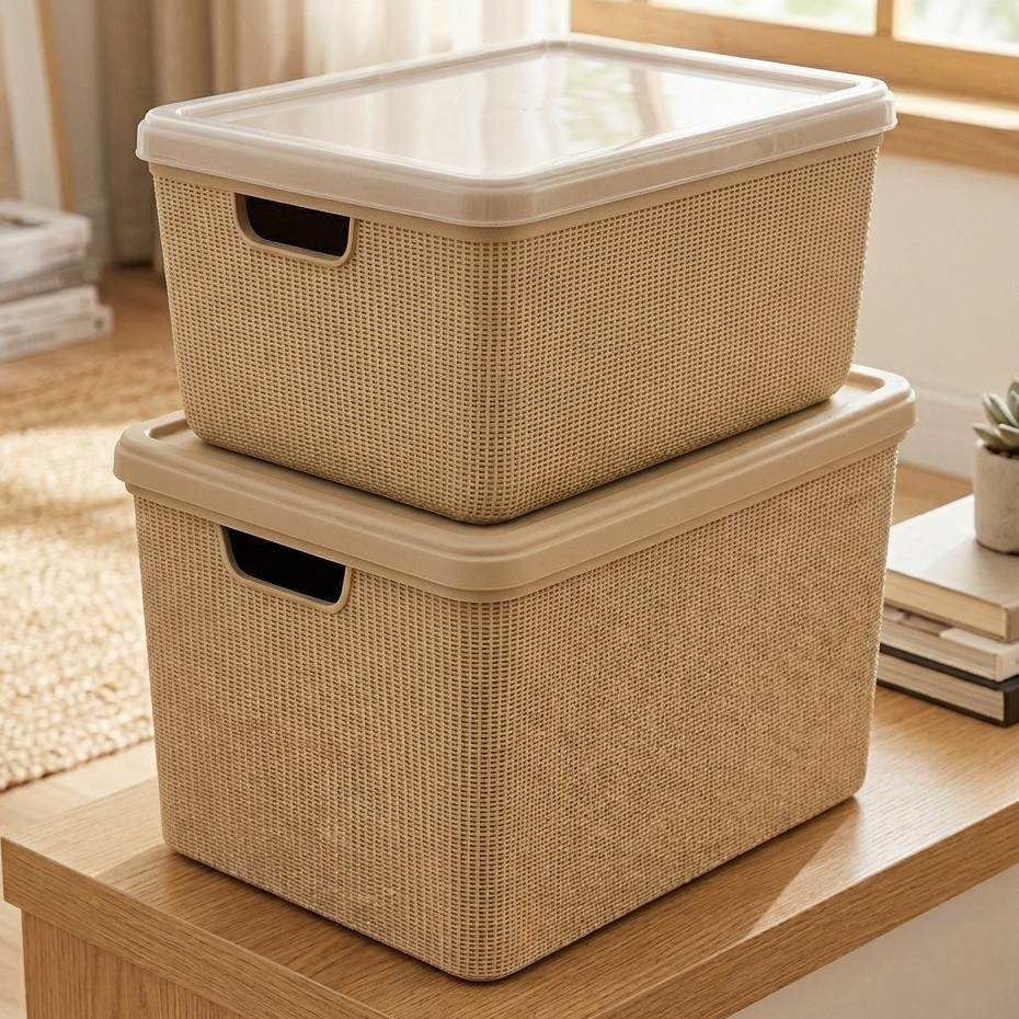 Kit 2 Caixas Organizadoras com Tampa 22 Litros 15 Litros Multiuso em Plástico Jaguar