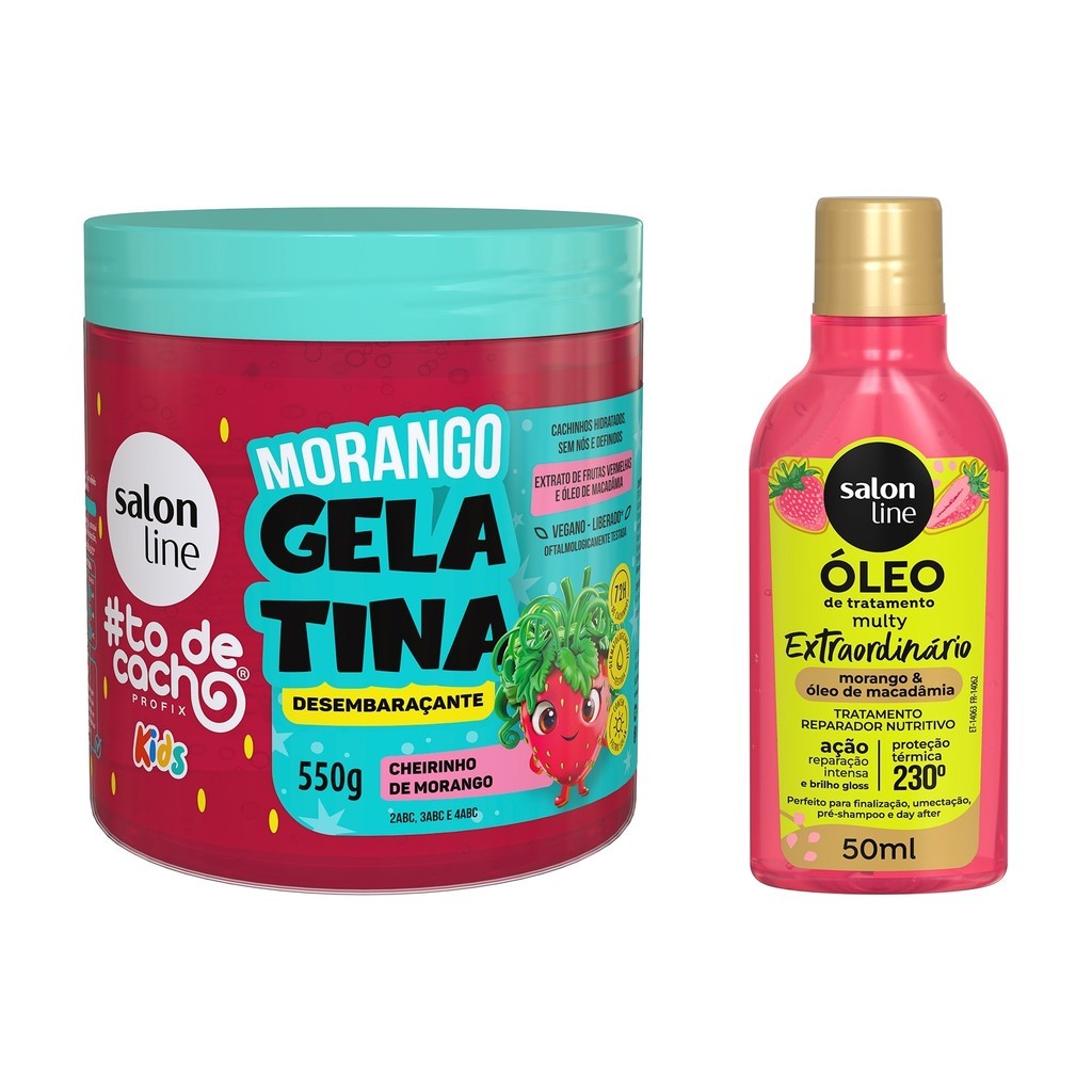 Kit Morango com Gelatina e Óleo de Tratamento
