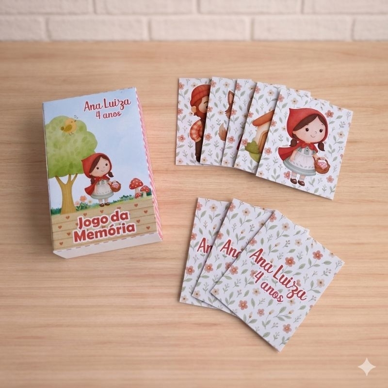 Jogo da Memória - Lembrancinha de Aniversário Tema Chapeuzinho Vermelho - Festa Infantil - Lembrancinha Personalizada