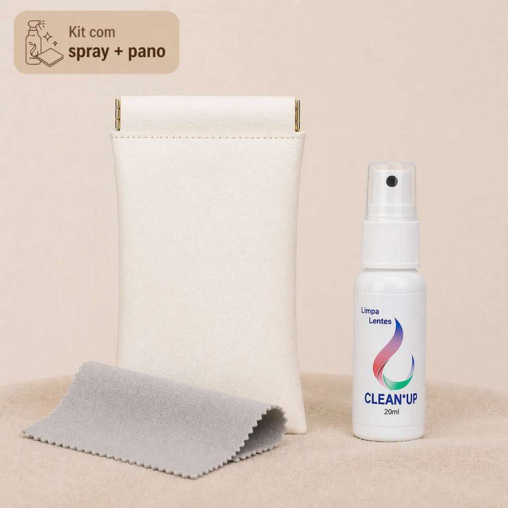 Kit PREMIUM Limpeza de Óculos Completo com Capa Protetora + Spray + Pano Microfibra estojo de Óculos