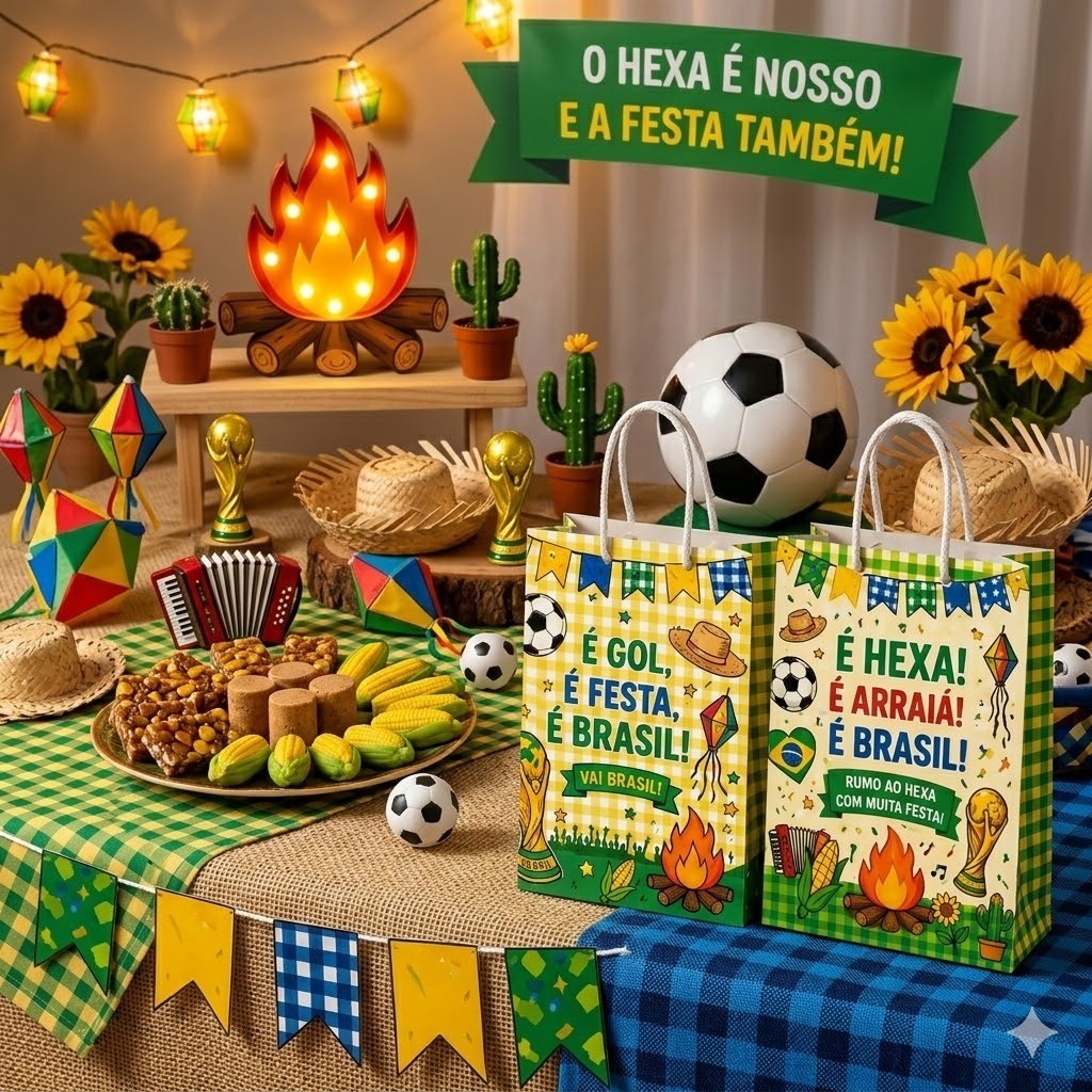 Sacolinha Festa Junina Lembrancinha Infantil Arraiá Brasil Futebol Personalizada Pronta Entrega