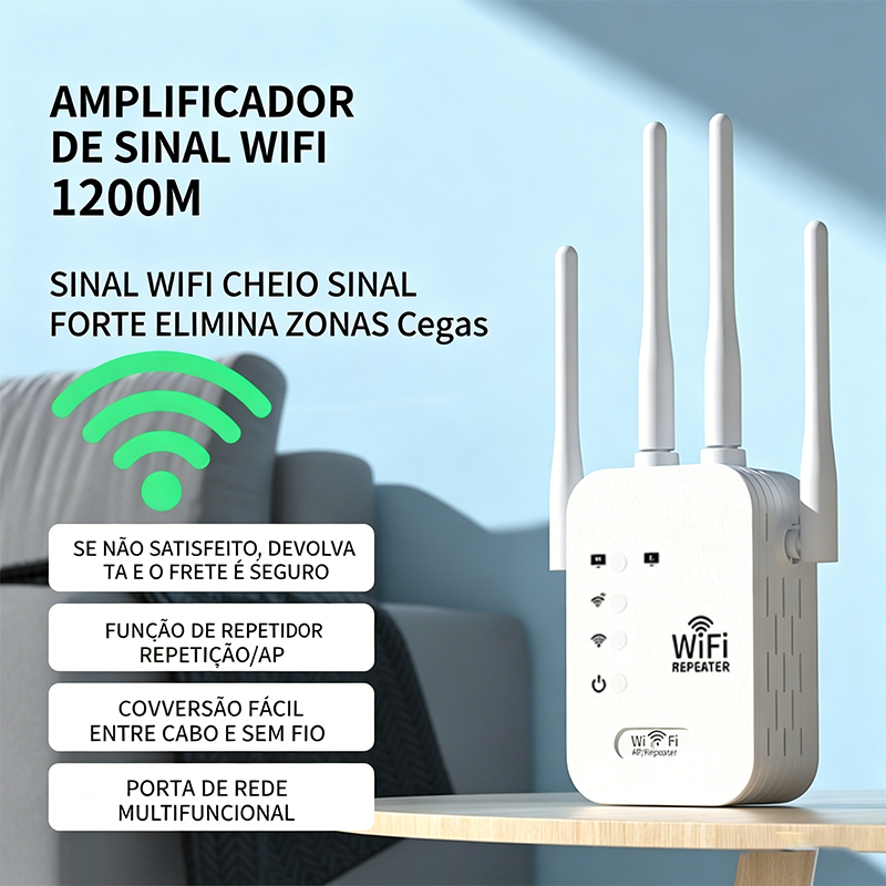 Repetidor WiFi 2800Mbps 4 Antenas 110V/220V, Amplificador Sinal Forte G8