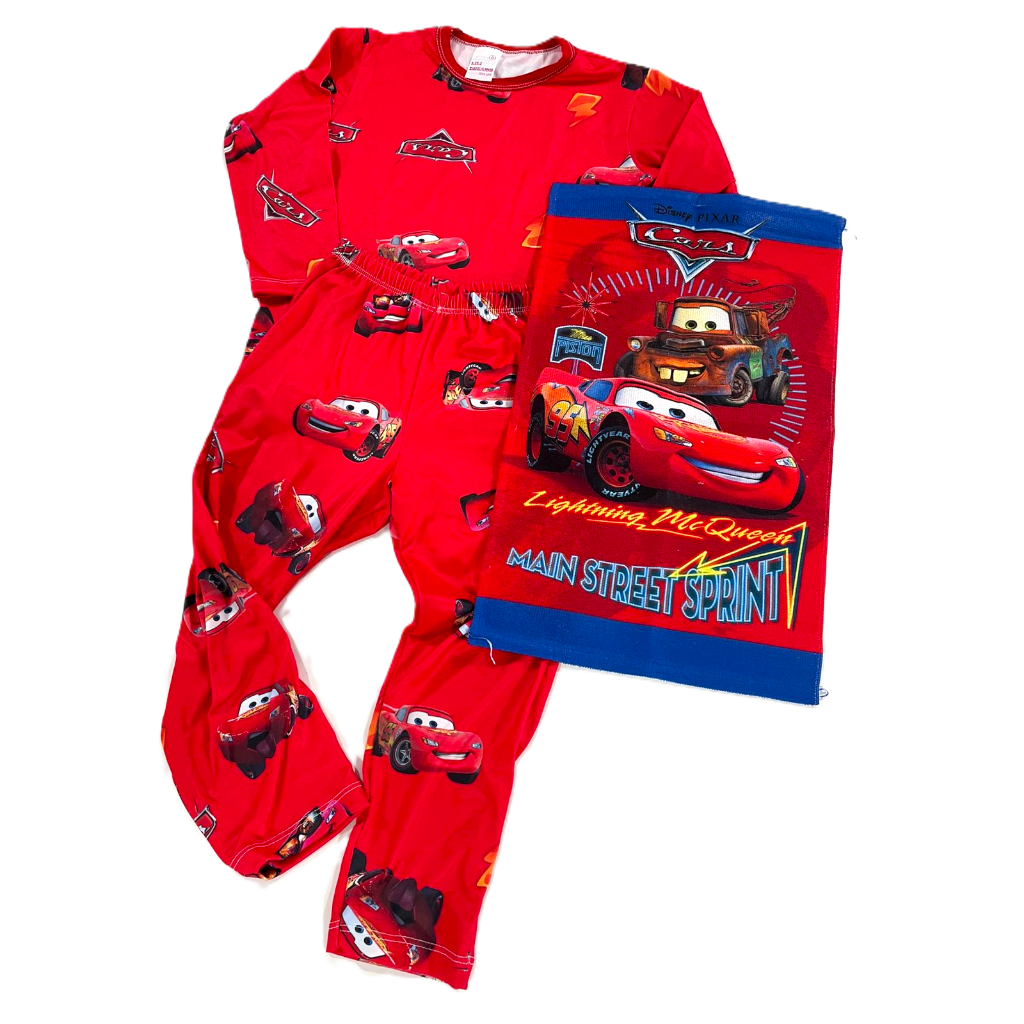 Pijama infantil CARROS Manga Longa Personagem em Malha