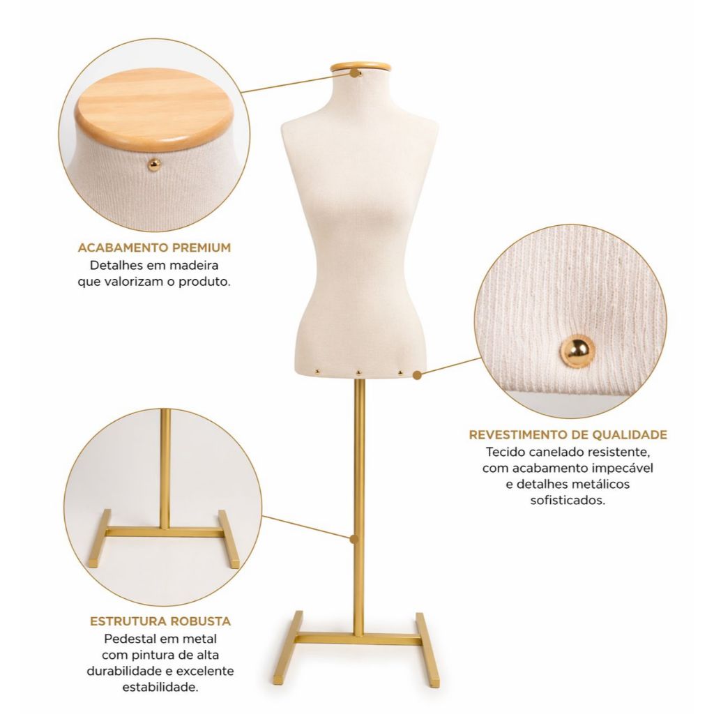 Busto Costureira para Moulage Alfinetar | Manequim Feminino 38 ao 40 | para Lojas, Costura e Ateliê | Envio Imediato