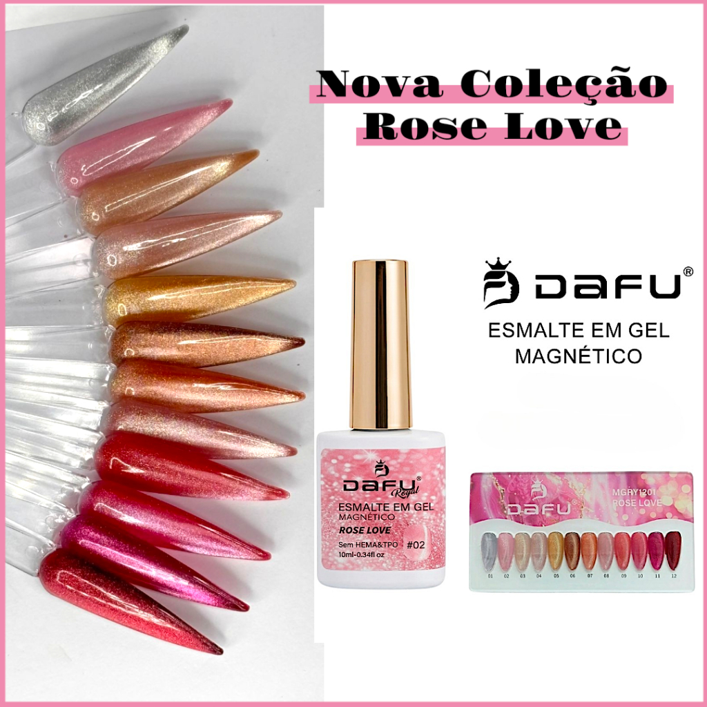 Esmalte em Gel Magnético Dafu Coleção Rose Love Lançamento 10ml Cat Eyes Nails UV/LED