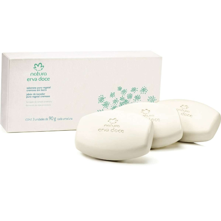 Natura Sabonete Puro Vegetal Cremoso Erva Doce 3 un de 90 g cada