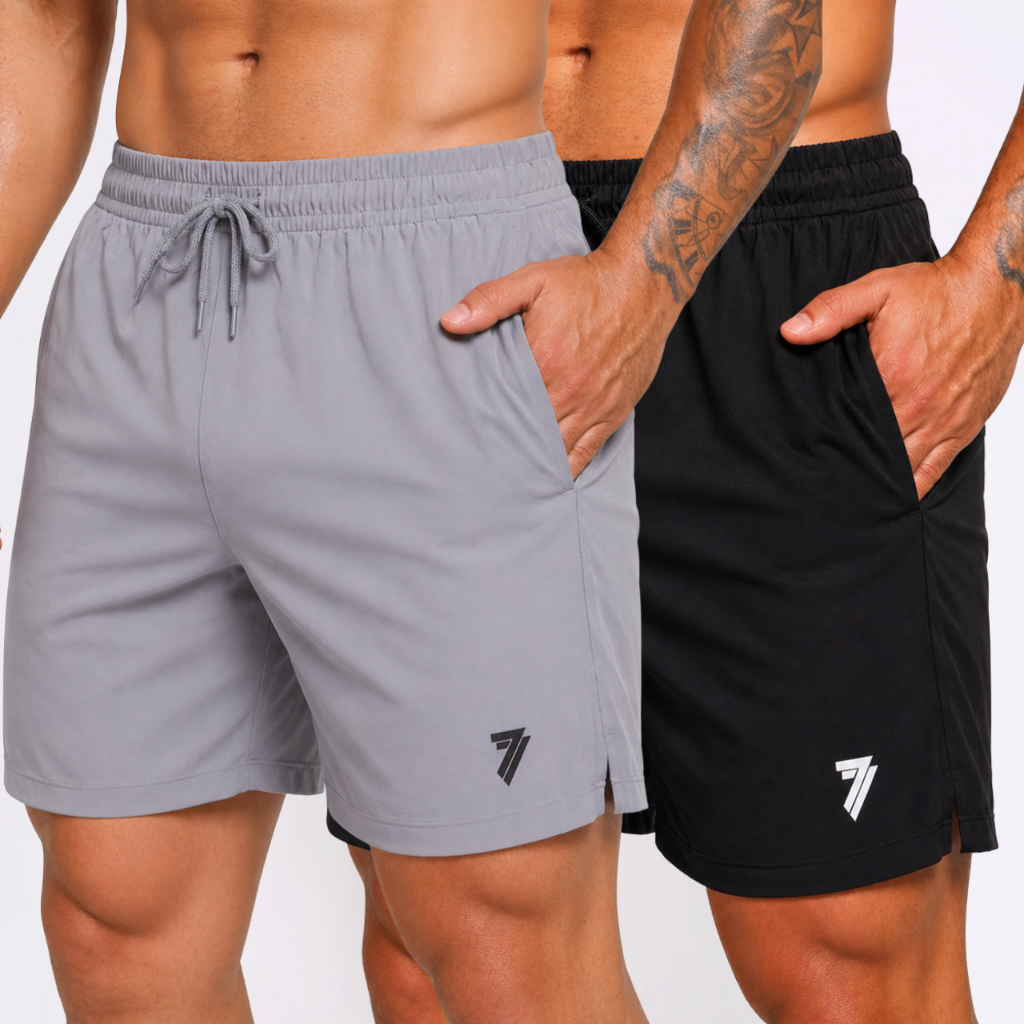Kit 2 Shorts Masculino Dry Fit com Elastano Academia Treino Corrida e Esportes