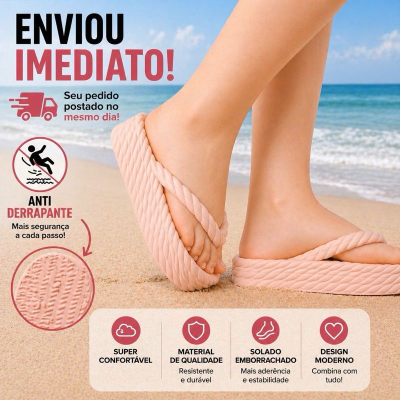 Chinelo  papete  Feminino Plataforma Trançado Confortável Leve Antiderrapante Casual Verão