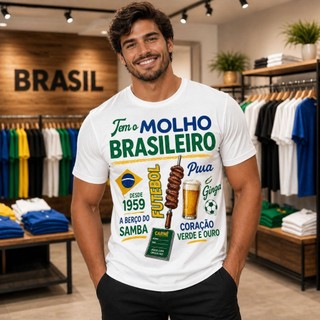 Camiseta masculina  100% algodão  BRASIL TEM O MOLHO/ EDIÇÃO LIMITADA estilosa amantes do futebol torcedor fanático