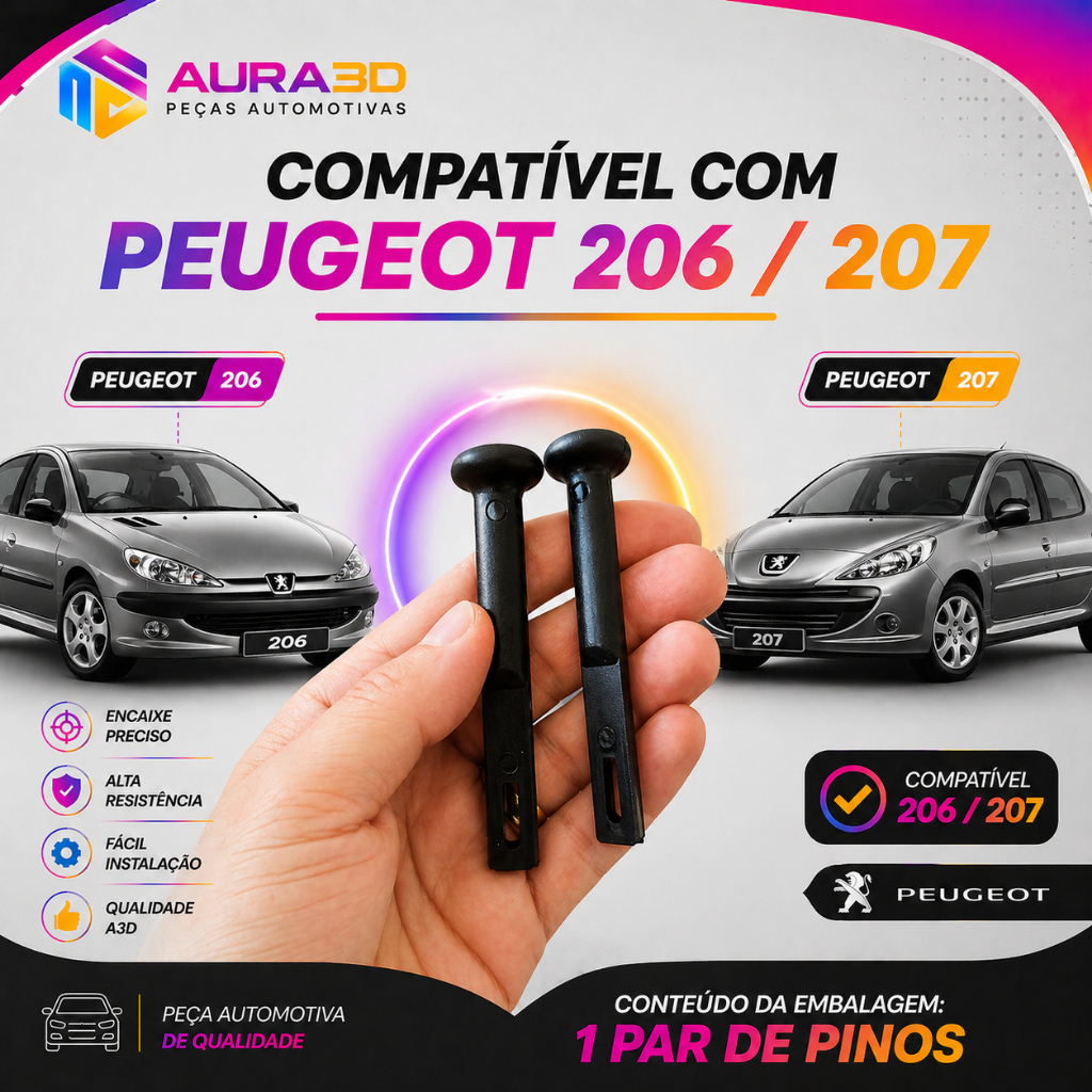 Pino Puxador Banco Traseiro Peugeot 206 207 Alça Rebate Encosto Trava