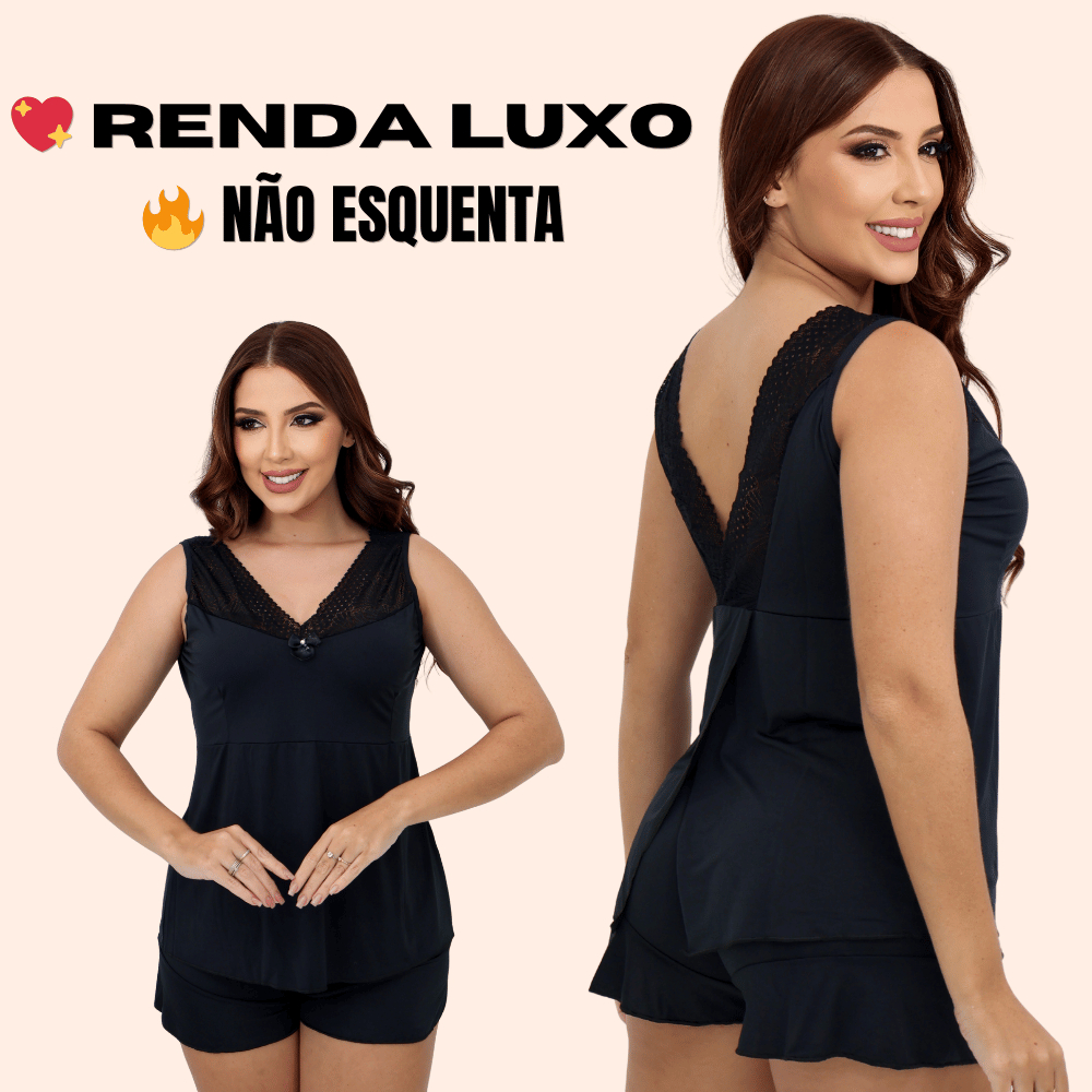 Baby Doll Feminino Renda Luxo Sem Bojo Confortável Leve Alça Decote V Ref 06