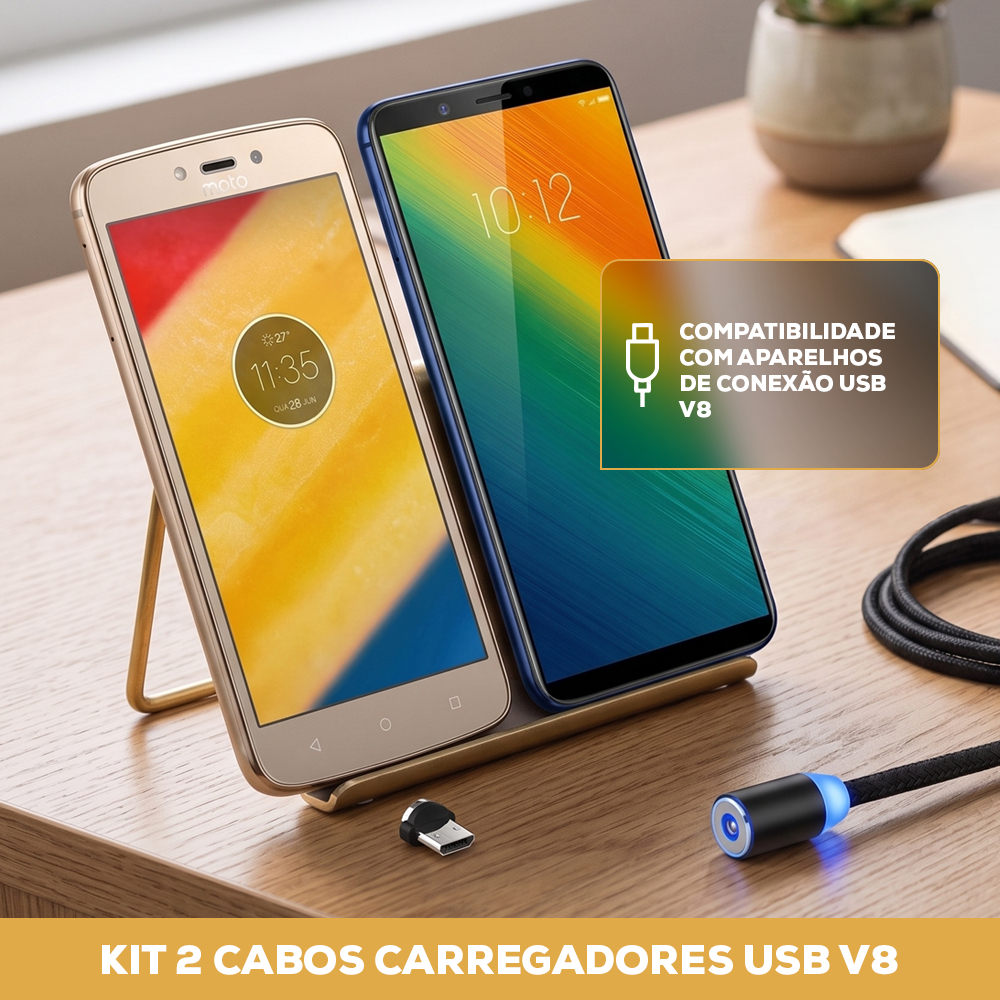 Cabo Magnético Trançado Para V8 j3 prime  Usb  E Micro-usb V8