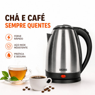 ☕ Jarra Elétrica Inox 2 Litros 127V Ferve Água Rápido e Seguro Giratória Moderna e Eficiente