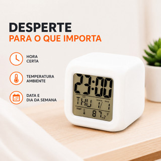 ⏰ Relógio Digital Compacto Despertador Portátil Branco Visualização Fácil Silencioso Bateria  Boa
