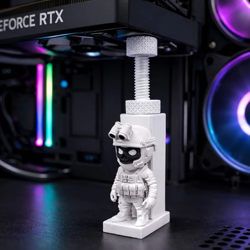 Suporte GPU Placa de Video Ajustavel Gamer - 4 a 14 CM - Ghost Call of Duty CoD / Hollow Knight / Fantasma