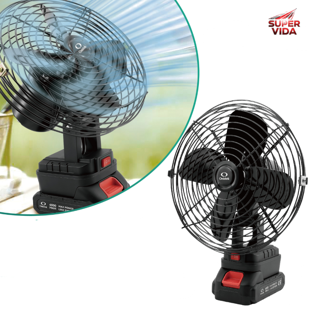 Ventilador Recarregável Portátil 8 Polegadas 6000/12000mAh Onistek para Camping e Pesca
