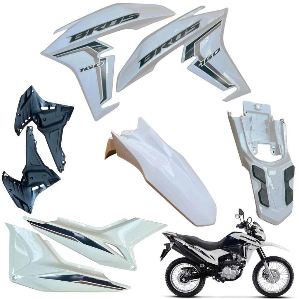 Kit Carenagem Nxr Bros 160 2022 / 2024 Asa Tanque Tampa Lateral Rabeta Traseira Paralama Dianteiro