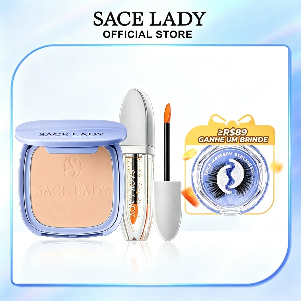 SACE LADY Pó Facial Pérola e Óleo Labial Rico Batom Ocheal Water FPS 30PA+++ Controlo de Óleo Kit de maquiagem