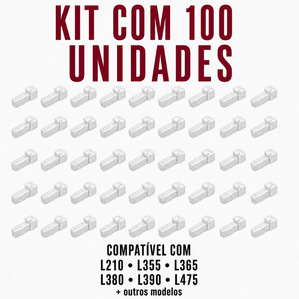 Kit 100 Almofada Esponja Feltro Absorvente Epson L355 L365 L380 L390 Sem Base Sem Poliéster Alta Absorção