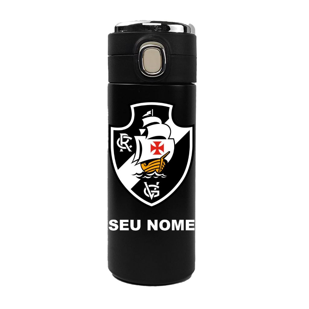Garrafa Térmica Aço Inoxidavel Time de Futebol Vasco com Medidor De Temperatura Digital 420ml