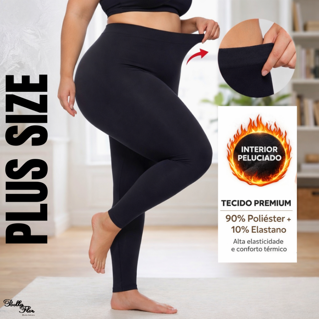 KIT 2 MEIAS CALÇAS TÉRMICAS Peluciada PLUS SIZE Grossa Cintura Alta Modeladora Não Marca Inverno