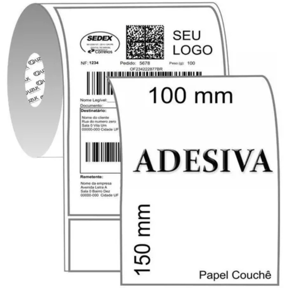 Rolo Etiqueta Térmica Adesiva C/Serrilha 100x150 - Contém 250 Etiquetas Rolo - NÃO NECESSITA DE RIBBON