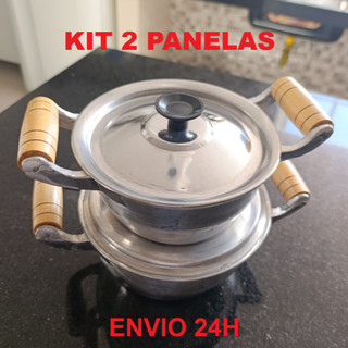 Kit Jogo 2 Panelas Caçarolas Alumínio Fundido Grosso 14 e 16 cm com Tampa