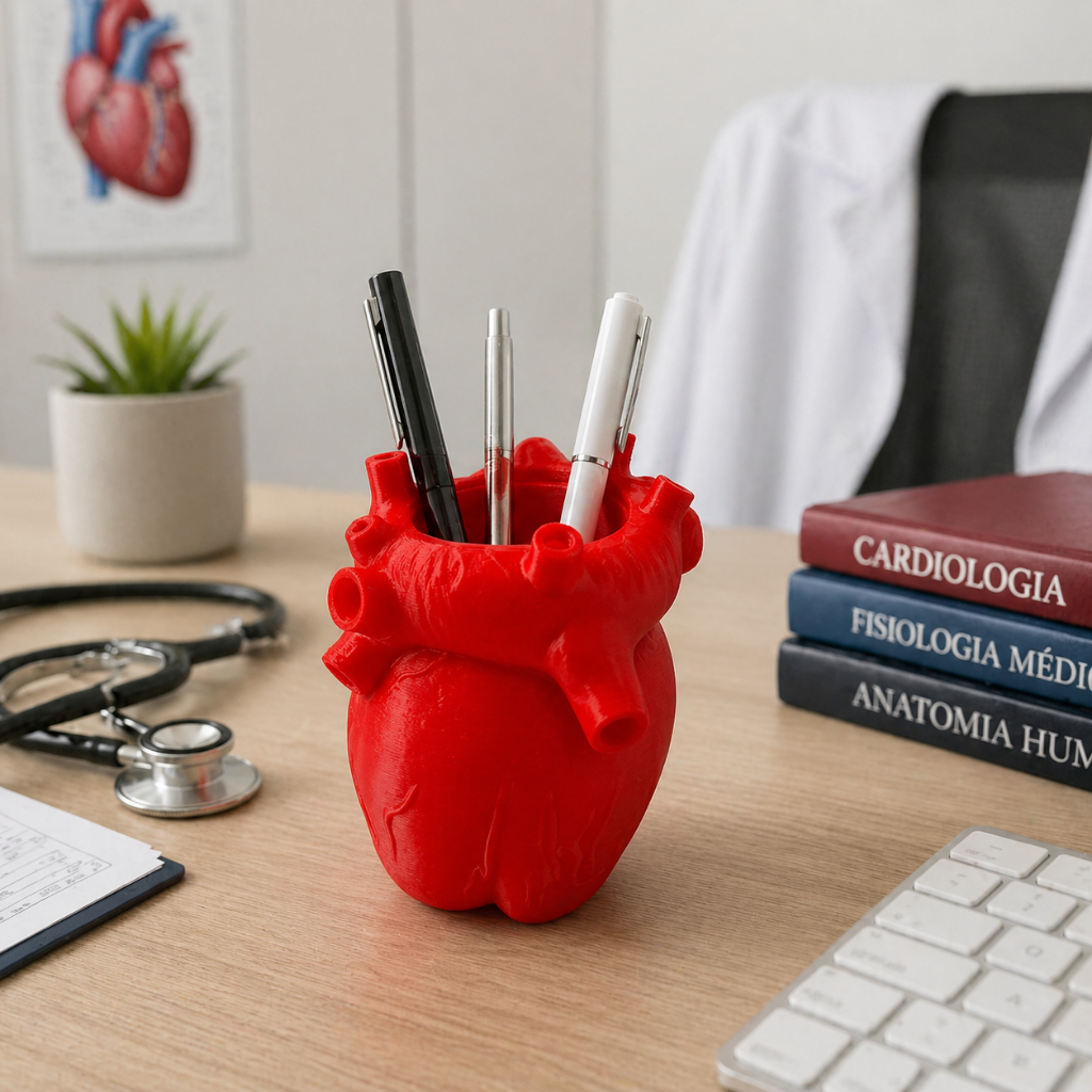 Porta Caneta Coração Realista Medico Hospital Medicina Impressão 3D