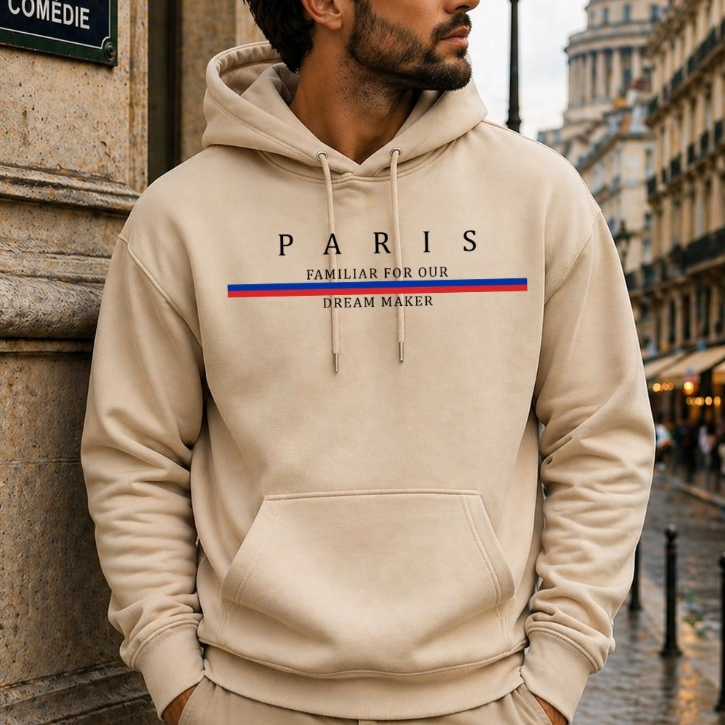 Blusa Frio Casaco Algodão PREMIUM Canguru Estampado Paris ADULTO Não Encolhe Bolso Confortavel