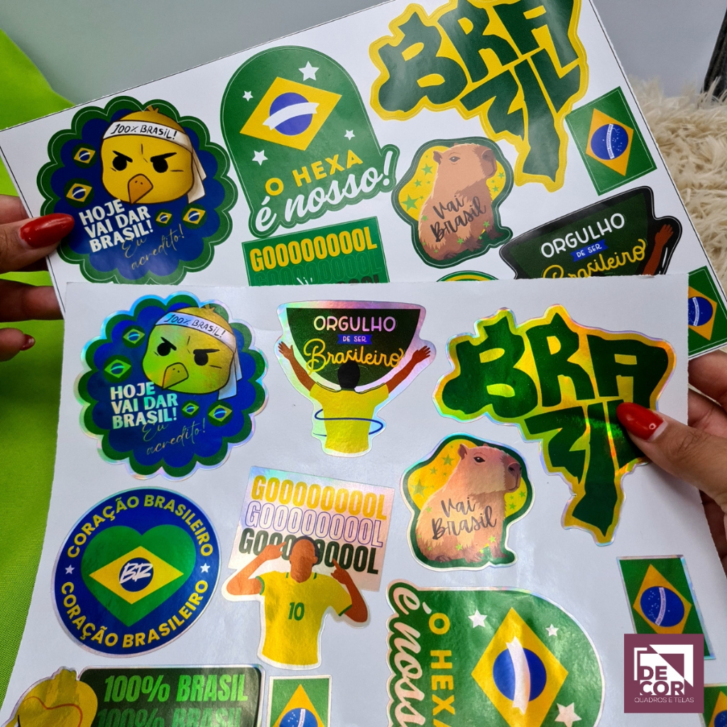 Adesivos Brasil Copa do Mundo 2026 Futebol Vinil ou Holográfico à Prova d’Água Alta Qualidade