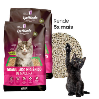 Kits Granulado Higiênico de Madeira para Gatos Ipet Woods