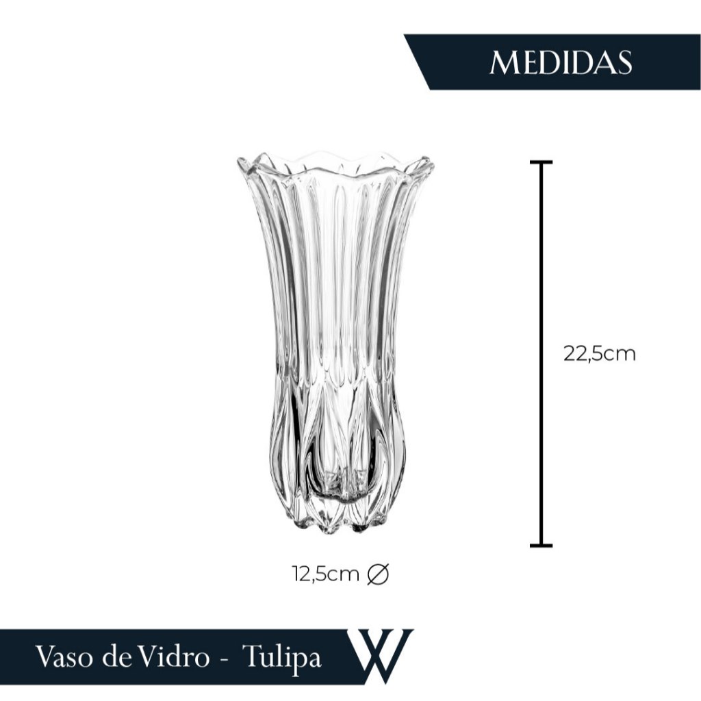 Vaso Wolff Tulipa de Vidro 12,5cm x 12,5cm x 22,5cm · foto 2