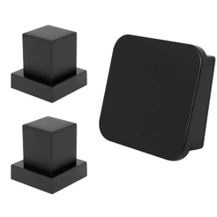 Kit 2 Acabamento Quadrado Registro Deca + Acabamento Descarga Deca/Docol Moderno Preto